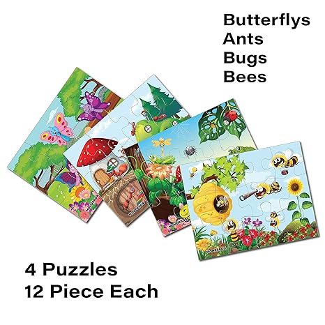 Wondrbox Insects Jigsaw Puzzles For Kids Educational Toy For The Kids Age 3 And Above Insects Set of 4 Puzzles in Box