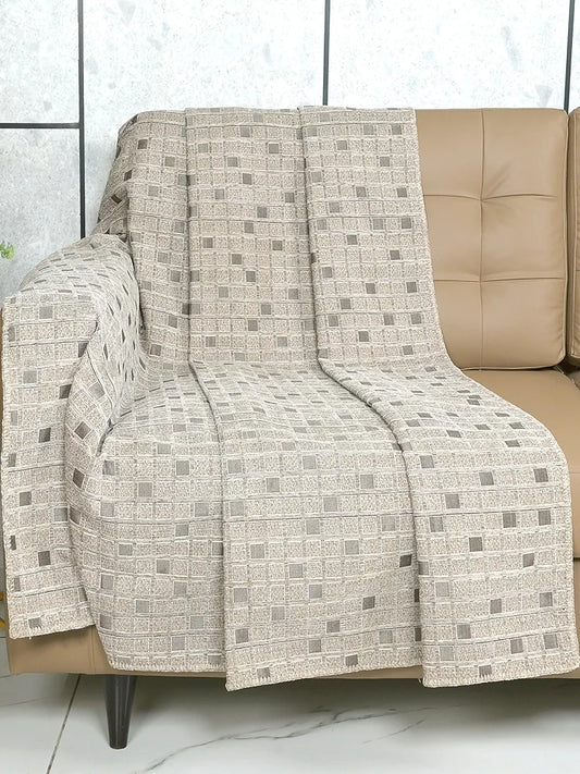 Saral Home Chenille 2 Seater Reversible Sofa Cover Throw Colour Beige