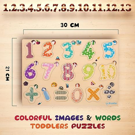 Zudo Wooden Montessori Educational Pre-School Puzzle Board Toy for Boys and Girl Wooden Numbers