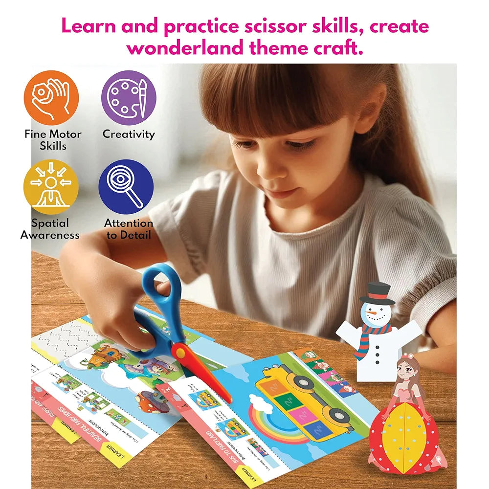 SparkLPlay Scissor Skills Activity Book for Kids Ages 3 to 9 | 20 Fun DIY Cutting Crafts | Art & Craft Kit | Creative Learning Toy | Snip Snip | Gift for Girls & Boys