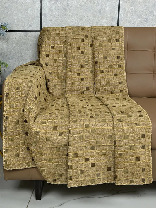 Saral Home Easy Living Chenille 2 Seater Reversible Sofa Cover Throw Colour Gold