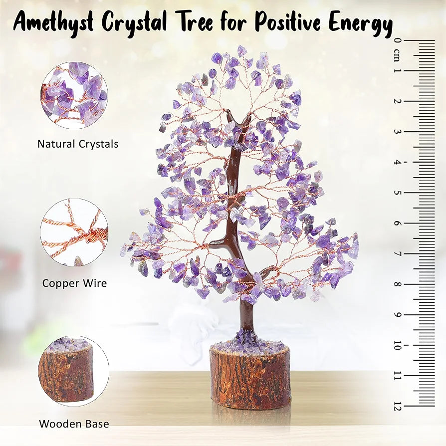 Bezavo Amethyst Healing Crystal Tree Artificial Home Decoration for Positive Energy & Spiritual Protection