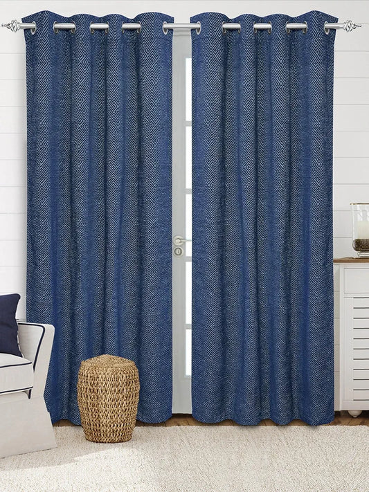Saral Home Pacman Chenille Blackout Door Curtains 2pc Navy