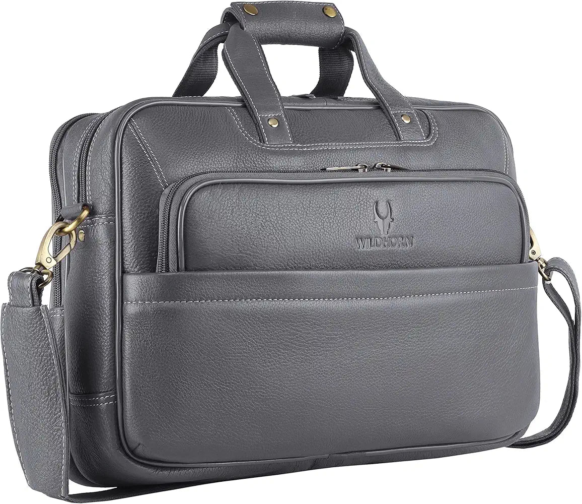 WildHorn Classic Leather 16 inch Laptop Messenger Bag for Men I Office Bags I Travel Bags I Carry Handles with Adjustable Strap