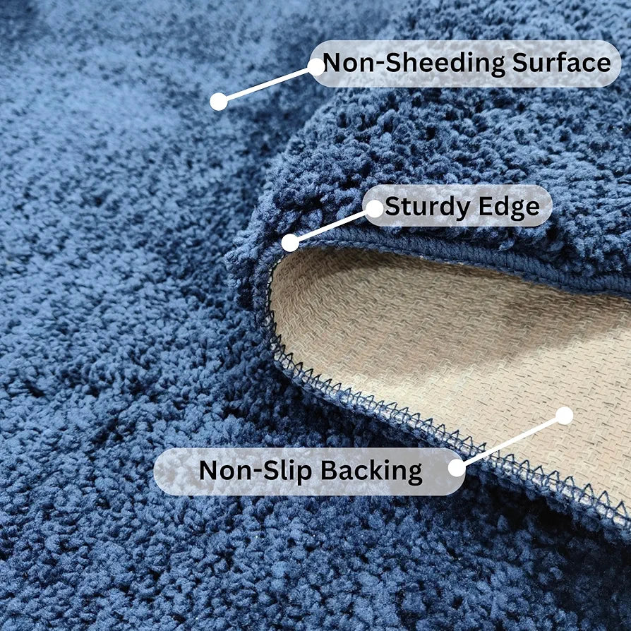 Ishro Home Premium Fuzzy Shag Carpet for Hall Rugs for Living Room Carpets for Living Room Colour Blue