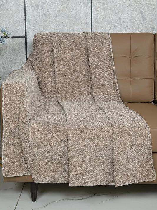 Saral Home Easy Living Chenille 3 Seater Sofa Cover Throw Beige