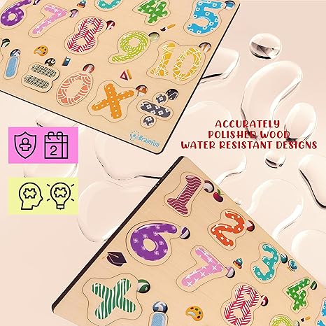 Zudo Wooden Montessori Educational Pre-School Puzzle Board Toy for Boys and Girl Wooden Numbers