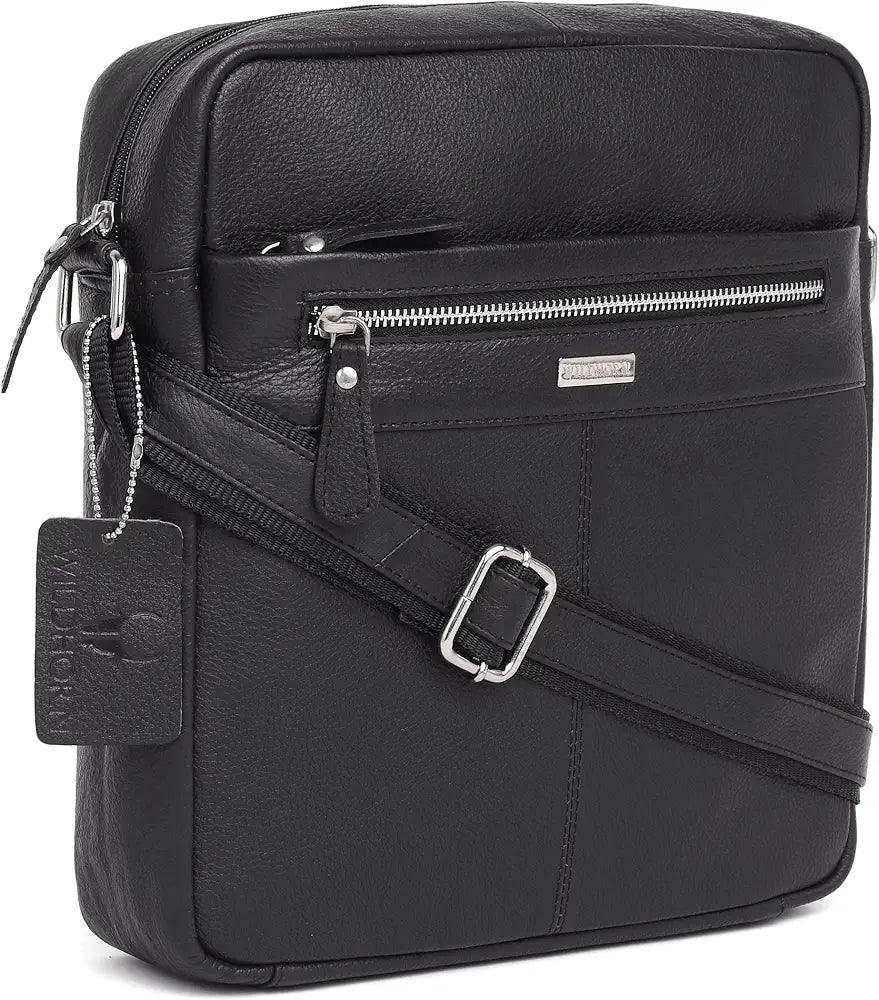 WildHorn Urban Edge Leather Sling Messenger Bag for Men I Dimension: L- 11 inch H- 12.5 inch W- 2.5 inch