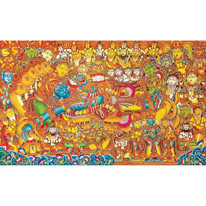 91knots Vishnu’s Abode 500 Pieces Premium Wooden Jigsaw Puzzle for Adults and Kids 12+ Years | Kerala Mural Indian Artwork Puzzle With Unique Cuts
