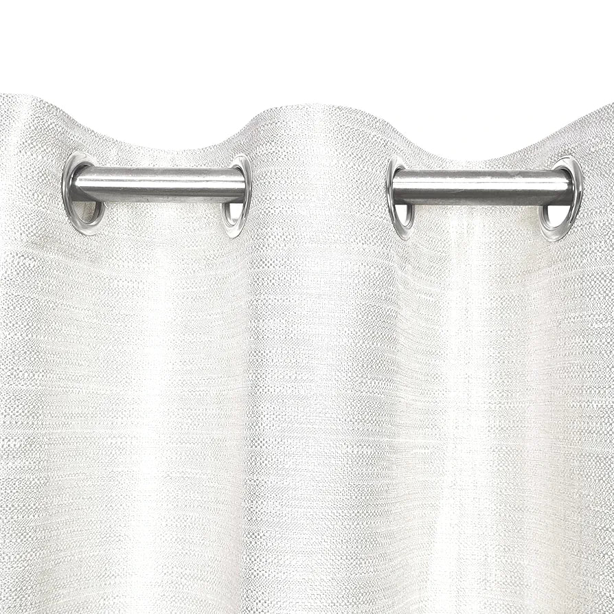 Divine Casa Textured Window Curtain 5 Feet Colour Bright White Polyester Panel with Subtle Weave & Metal Eyelets for Home Decor (Pack of 1)