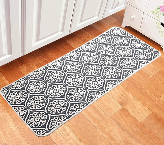 Saral Home Floral Designer Soft Cotton Durable & Washable Multipurpose Runner Colour Grey