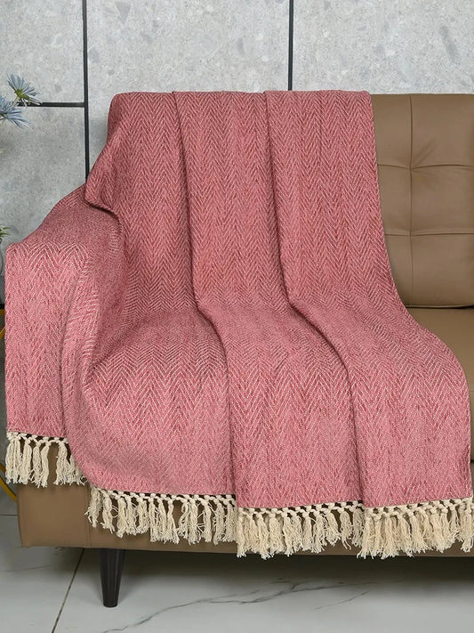 Saral Home Easy Living Pink Chenille Sofa Throw Colour Pink