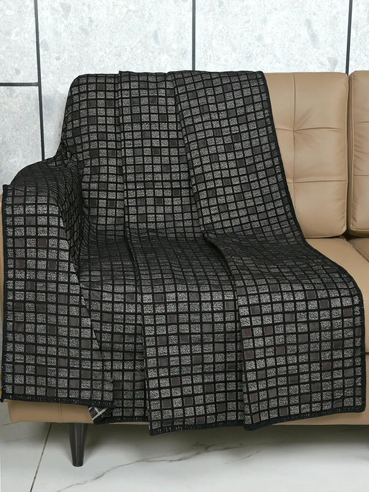 Saral Home Soft Polyester Blend Viscose Chenille Geometric Covers Grey