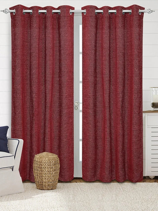 Saral Home Pacman Chenille Blackout Door Curtains 2pc Maroon