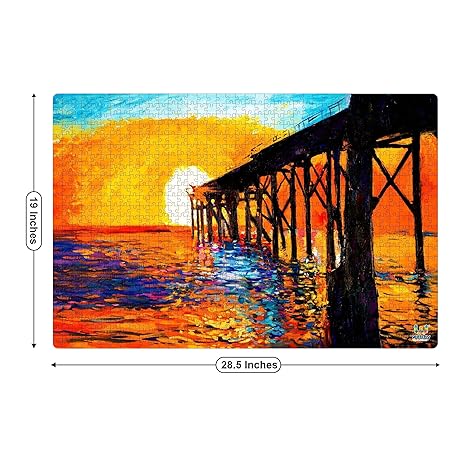 Webby Wooden Sunset Over The Bridge Jigsaw Puzzle 1000 Pieces Multicolor