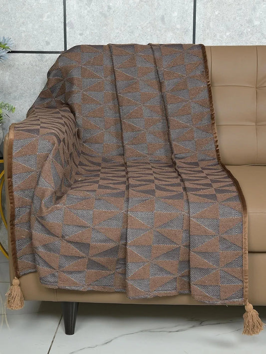 Saral Home Soft Microfiber 2 Seater Sofa Cover Throw Colour Lt.Brown