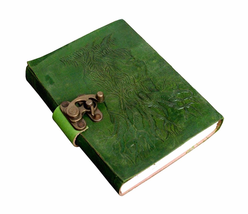 Craftshades – Metal Lock Dark Green Embossed Design 7″5 Handcrafted Leather Journal/Diary 200 page | 100% Genuine Leather