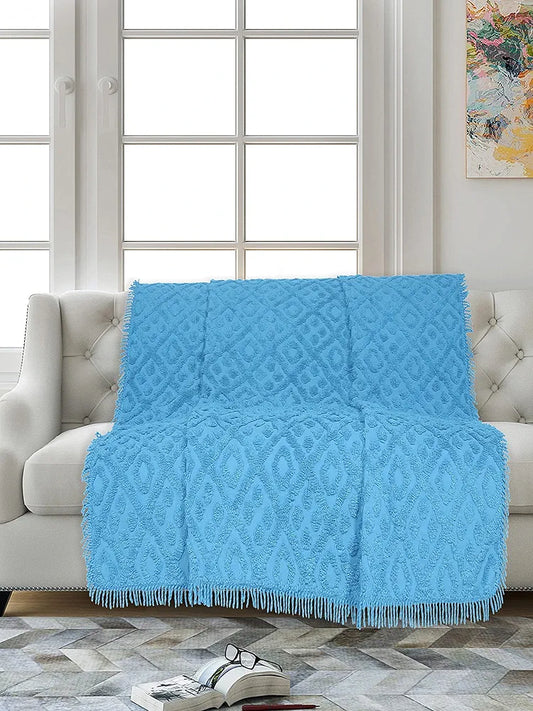 Saral Home Easy Living Home Soft Cotton Tufted 2 Seater Sofa Cover Throw Colour Blue