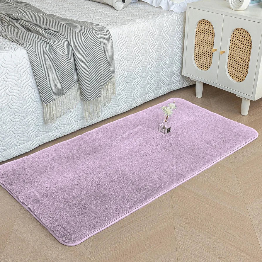 Luxe Home International Rectangular Bath Mat Super Soft Anti Skid Rabbit Fur Bathroom Mats Rug Colour Lilca