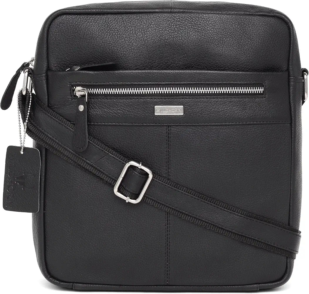 WildHorn Urban Edge Leather Sling Messenger Bag for Men I Dimension: L- 11 inch H- 12.5 inch W- 2.5 inch