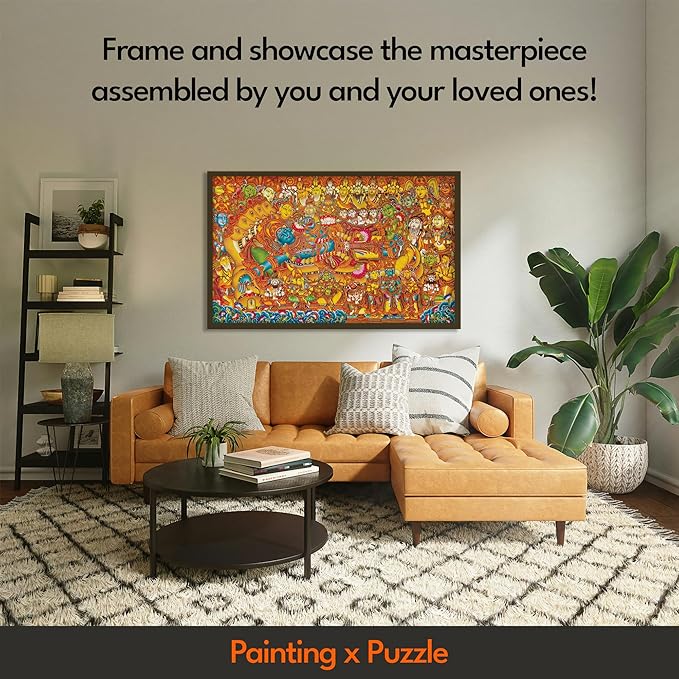 91knots Vishnu’s Abode 500 Pieces Premium Wooden Jigsaw Puzzle for Adults and Kids 12+ Years | Kerala Mural Indian Artwork Puzzle With Unique Cuts