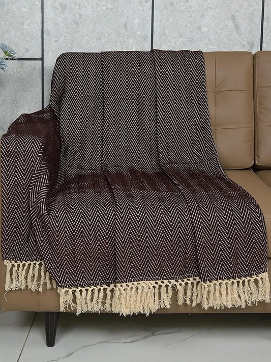 Saral Home Easy Living Home Brown Chenille Sofa Throw Colour Brown