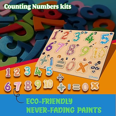 Zudo Wooden Montessori Educational Pre-School Puzzle Board Toy for Boys and Girl Wooden Numbers