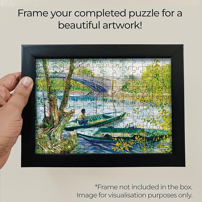 91knots Vincent Van Gogh's-fishing in Spring Wooden Jigsaw Puzzle (140 Pieces) for Adults and Kids | Brain Booster Games & Toys