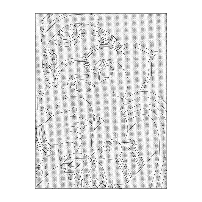 Hobby India Self Painting Beautiful Ganesha Canvas | Pre-designed Canvas Board for Best Gift Adults & Artist