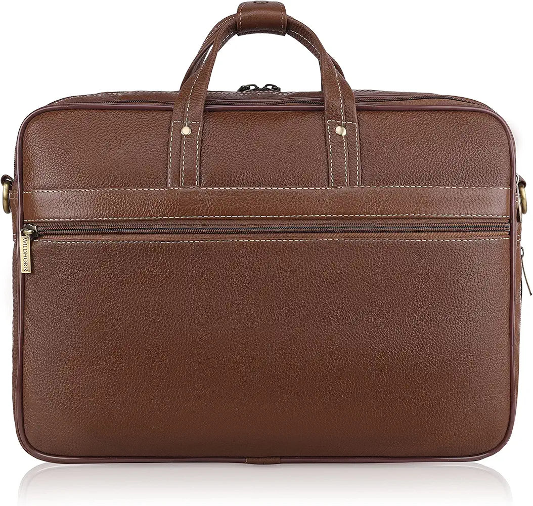 WildHorn Leather Laptop Bag for Men I Fits Upto 15.6 Inch Laptop/MacBook I Padded Laptop Compartment I Carry Handles with Adjustable Strap I DIMENSION : L-16 inch W-4 inch H-12 inch