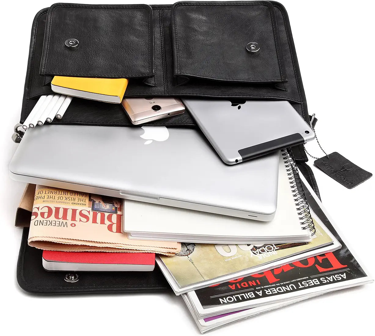 WildHorn Urban Edge100% Leather Laptop Messenger Black Men's Bag