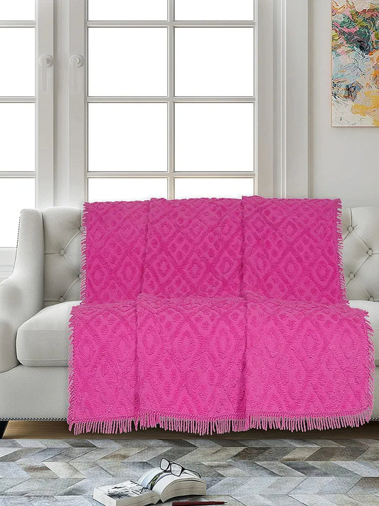 Saral Home Easy Living Home Soft Cotton Tufted 2 Seater Sofa Cover Throw Pink