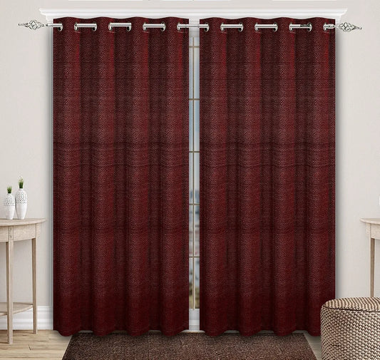 Saral Home Pacman Chenille Blackout Long Door Curtains 2pc Colour Maroon