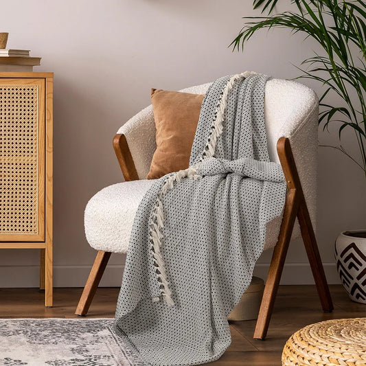 Sashaa World Black Diamond Patterned Cotton Throw Colour Black Diamond