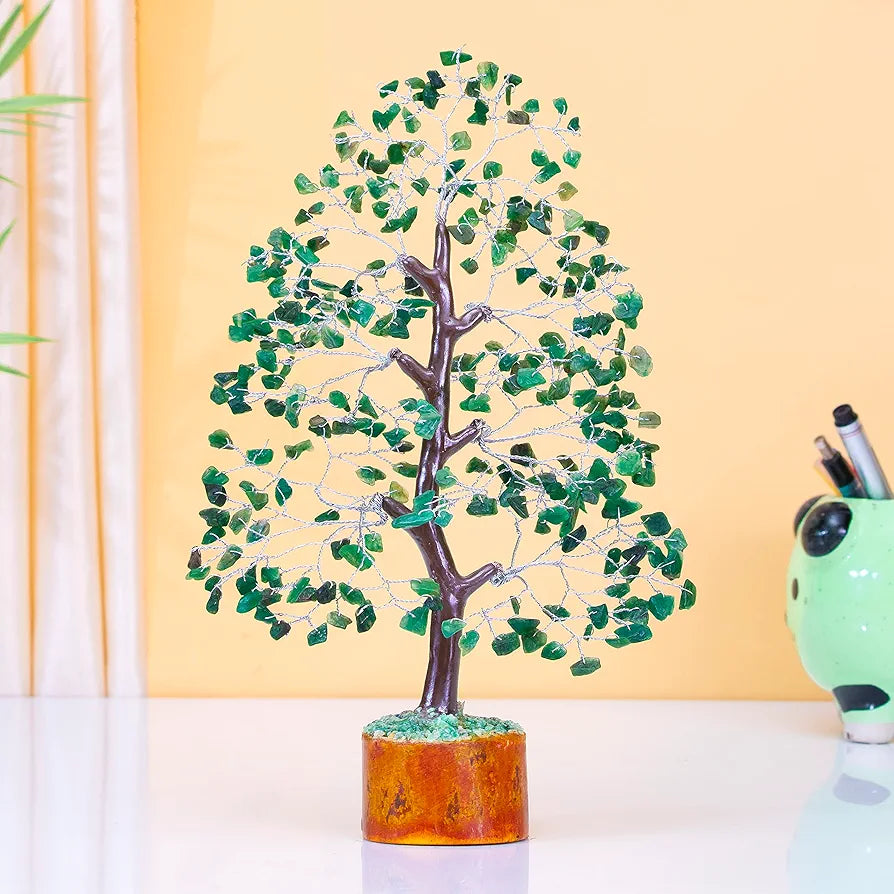 HindCraft Green Aventurine Crystal Tree Silver Wire 10-12 inch