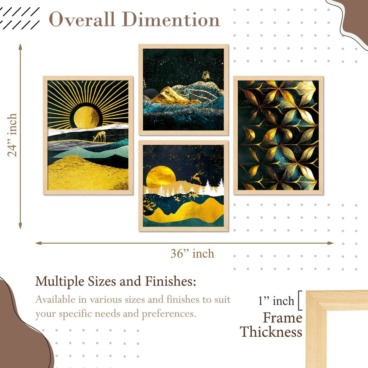 SET OF 4 DIGITAL WALL PAINTING