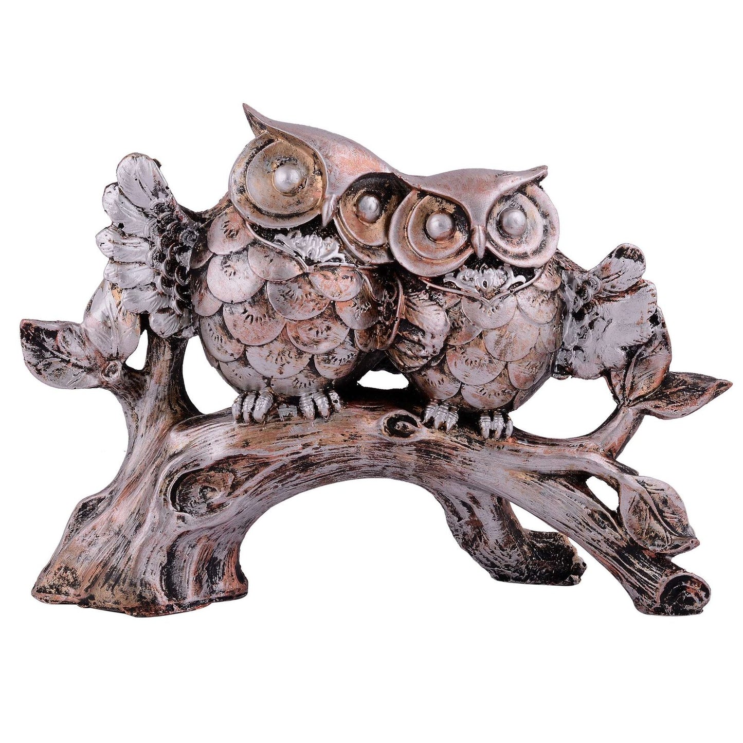 Owl Family Sitting on Tree Decorative Bird Showpieces Statue for Home Decor Living Room Bedroom Wall Shelf Table Top Garden Decoration Items -3
