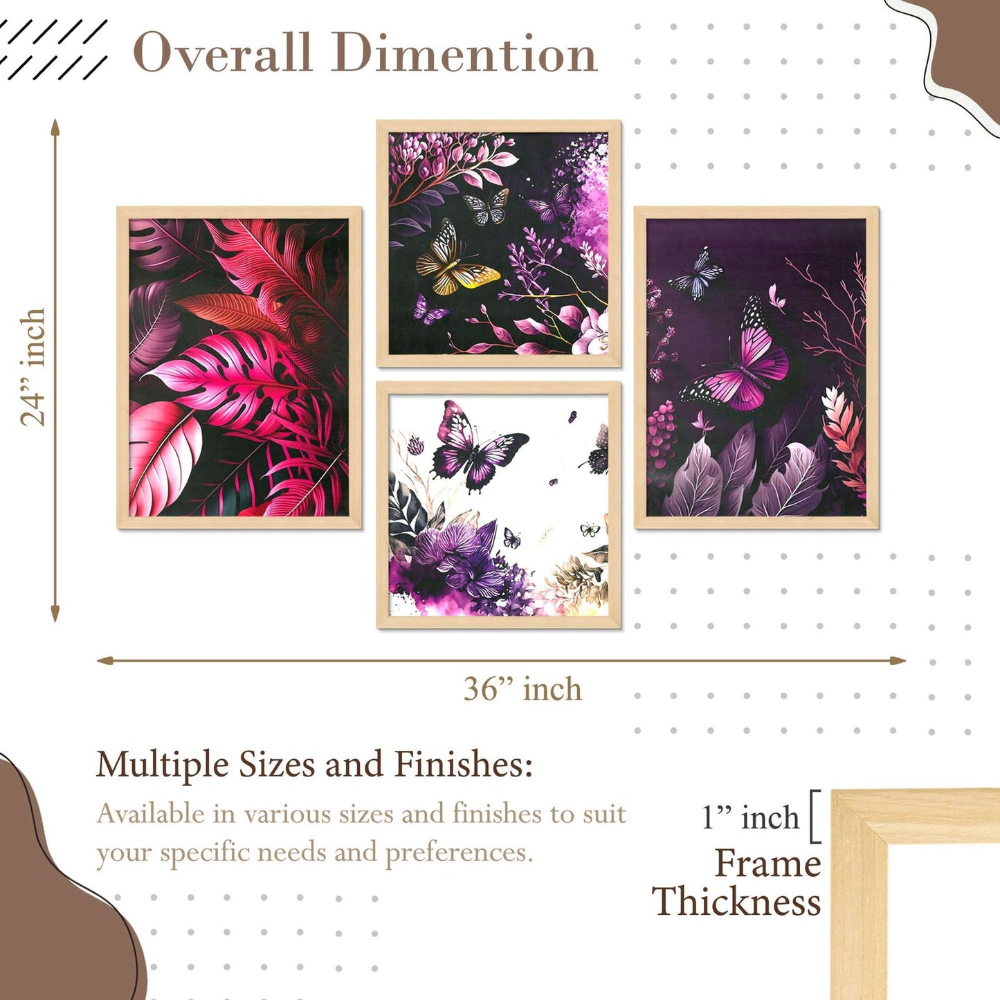 SET OF 4 DIGITAL WALL PAINTING