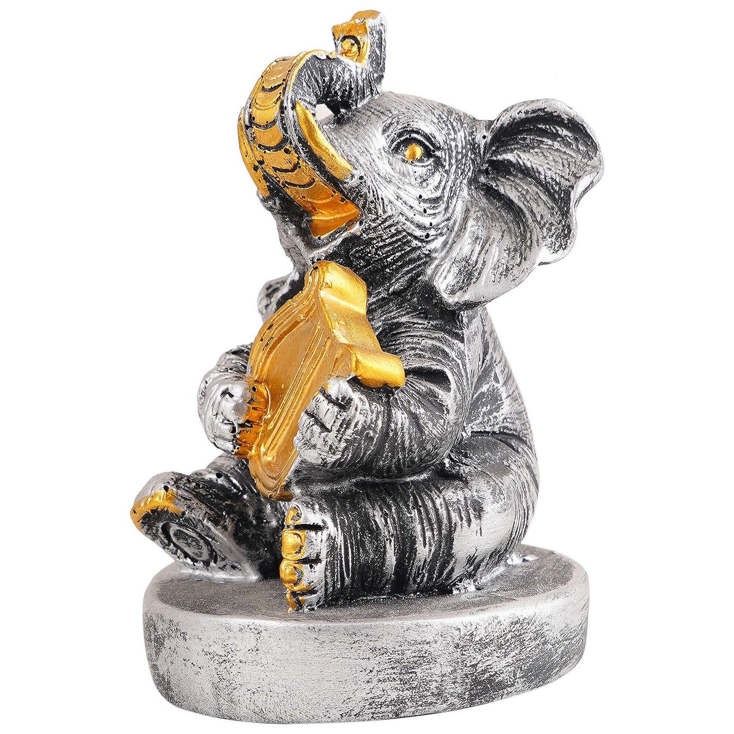 Resin Elephant Playing Musical Instrument Showpiece For Home Dcor Living Room Bedroom Table Top