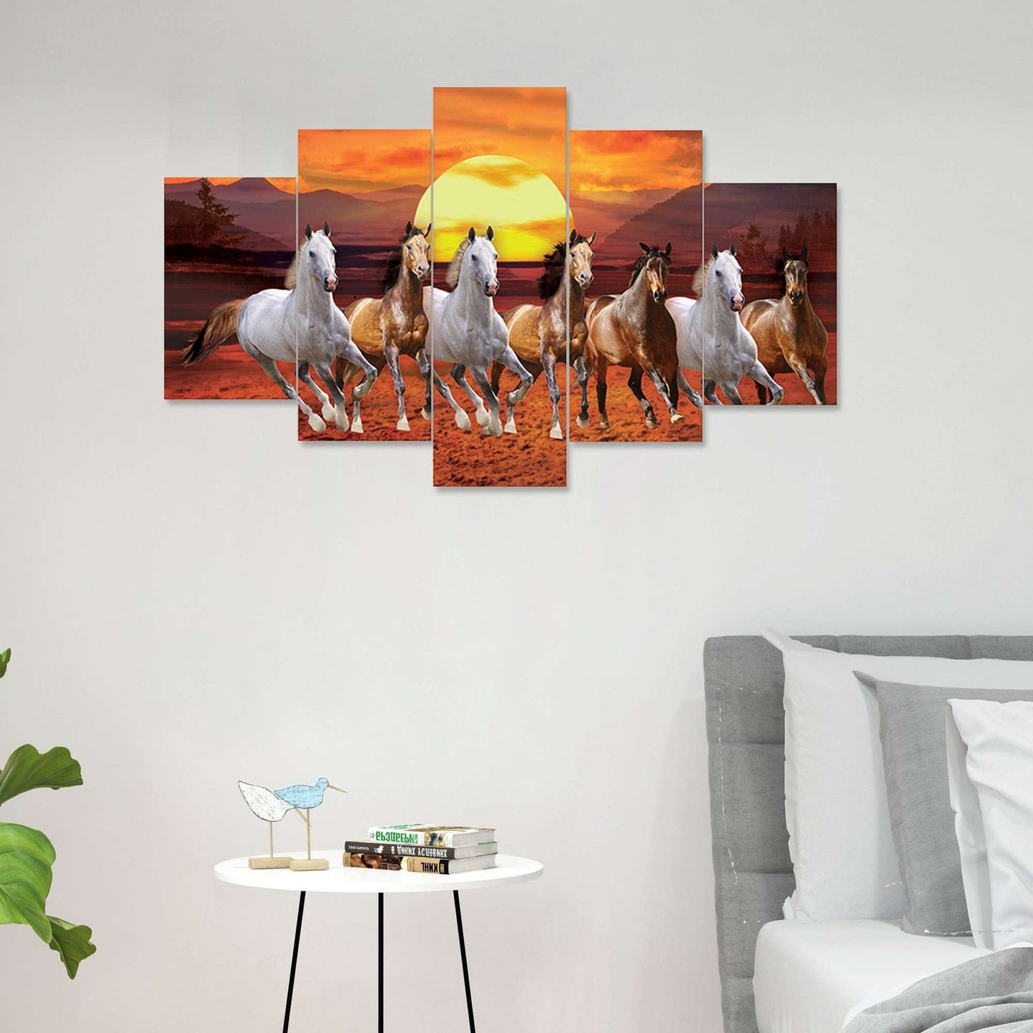 Horse Set of Five 3D Framed Paintings for Wall Decoration – Ideal for Home, Living Room, and Bedroom (125 x 60 CM)
