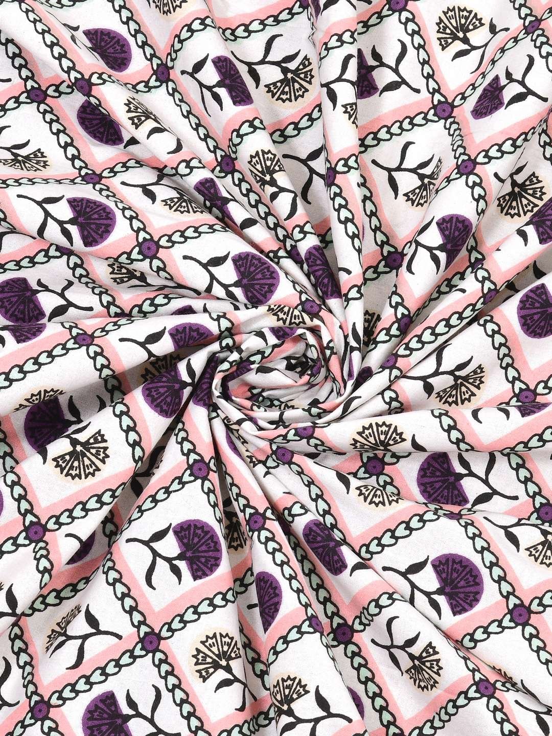 100% Pure Cotton Traditional Printed Bedsheet for Double Bed King Size Bedsheet with 2 Pillow Covers