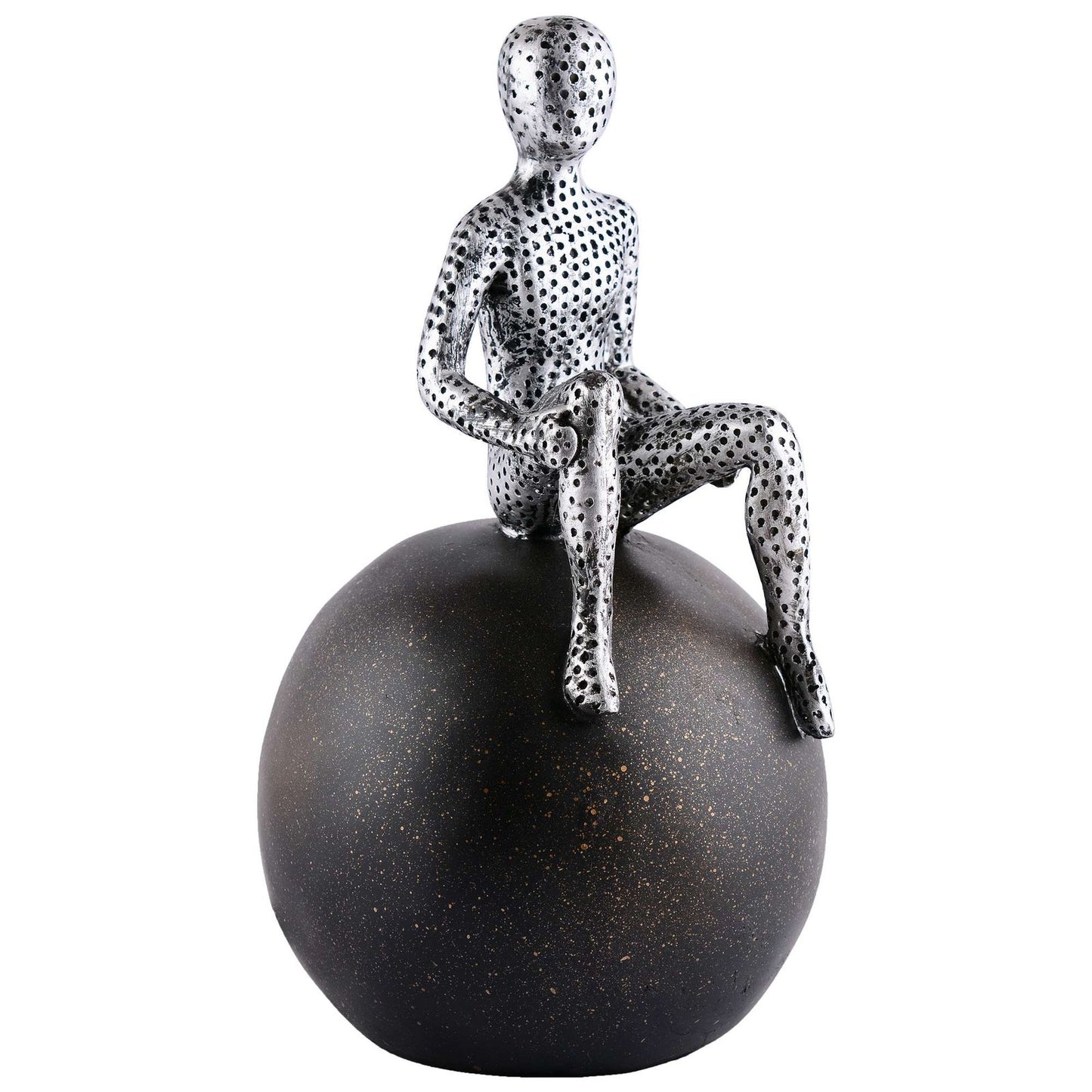 Men Sitting on Ball Showpiece for Home Decor Showpiece, Atlas Sculpture for Office Table Décor multicolour