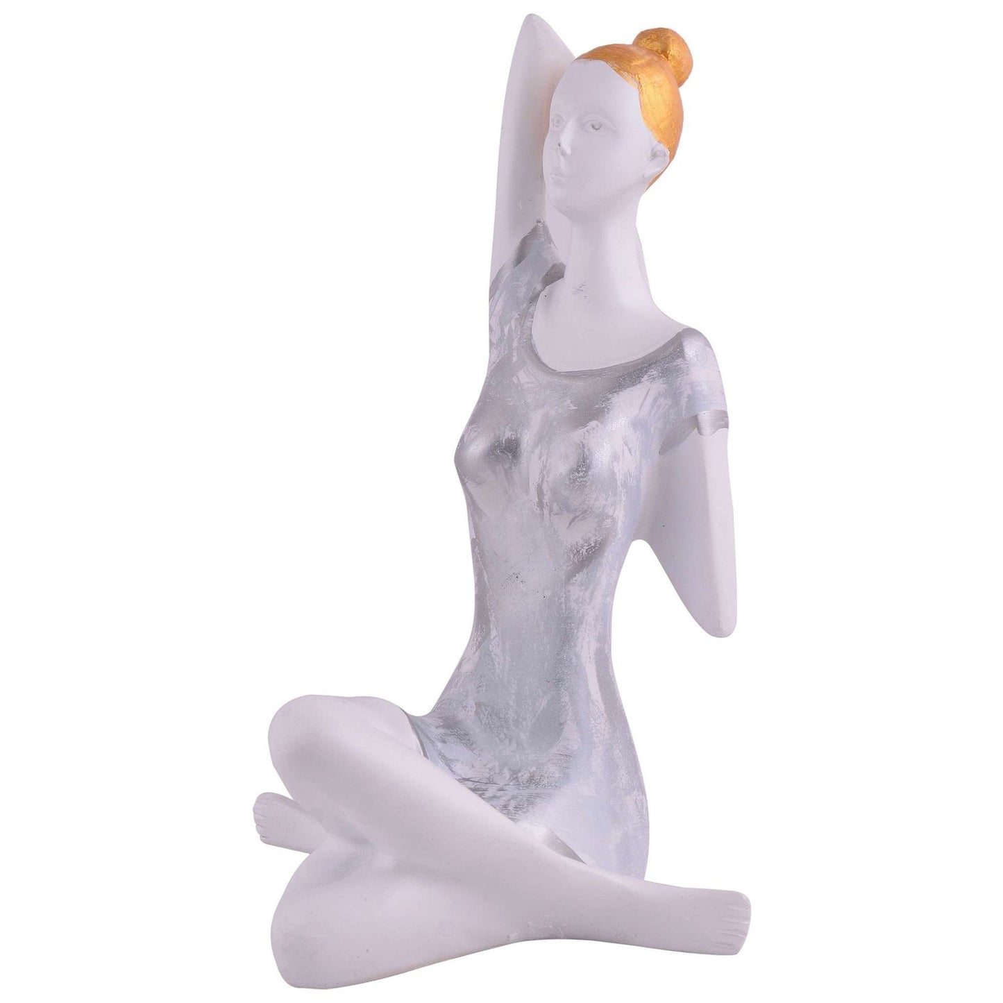 Suitable for home decor Yoga Posture Lady Statue Idol for Home Yoga Statue admirable piece of gift (silver)