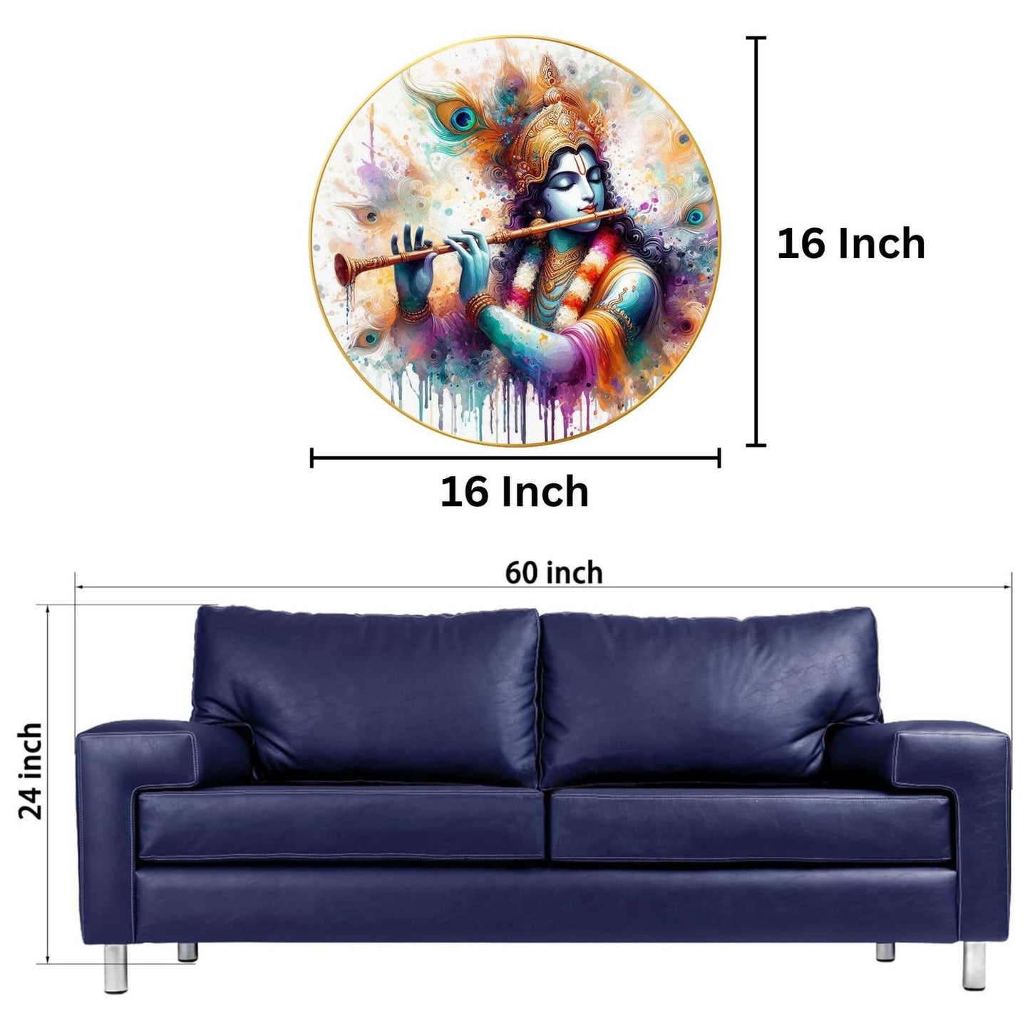 Wall Painting for Wall Decoration with Frame Sparkle Glossy Round Golden Framed Large Painting Office, Living Room, Bedroom, Home Decoration