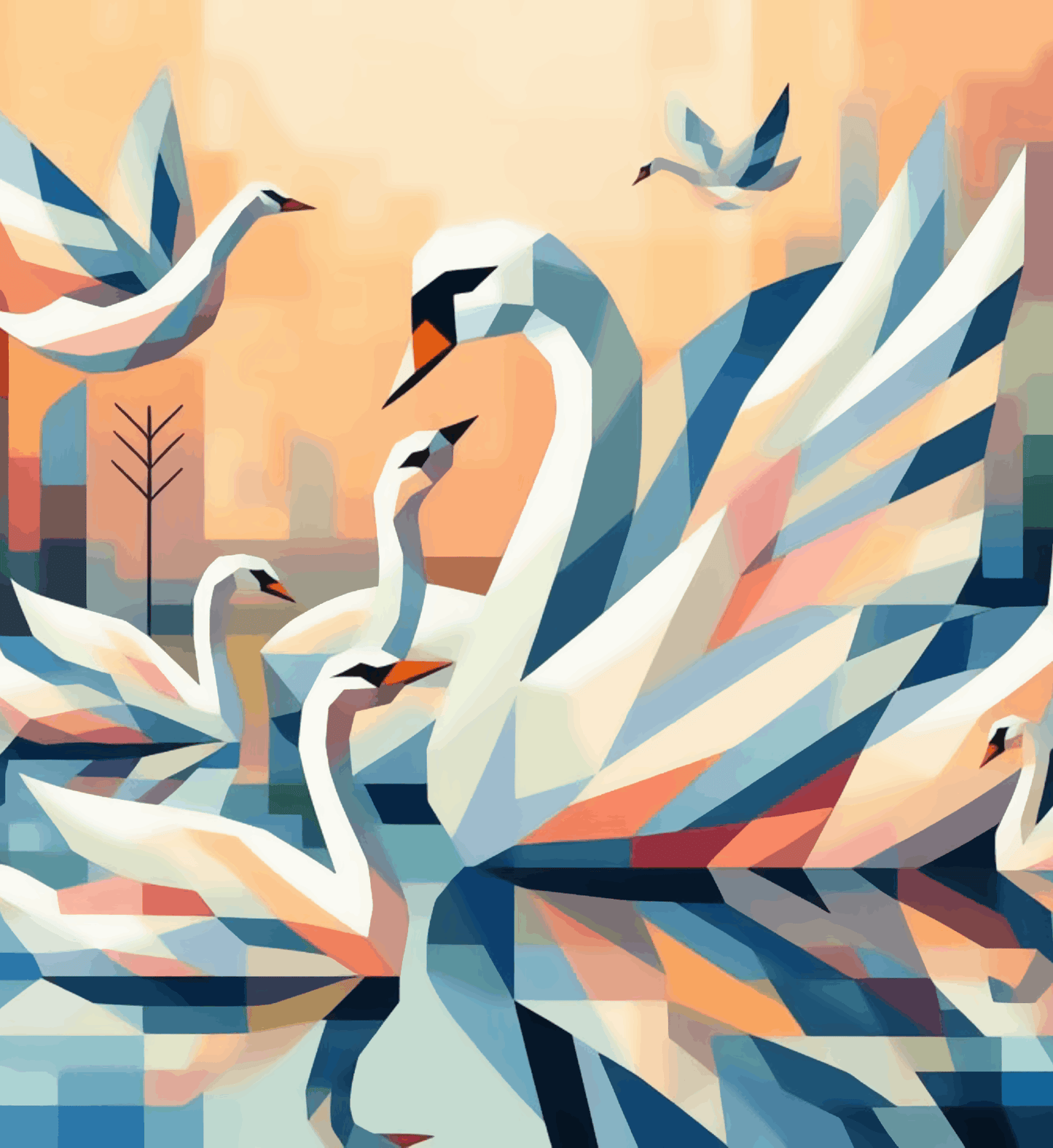 Swans Abstract
