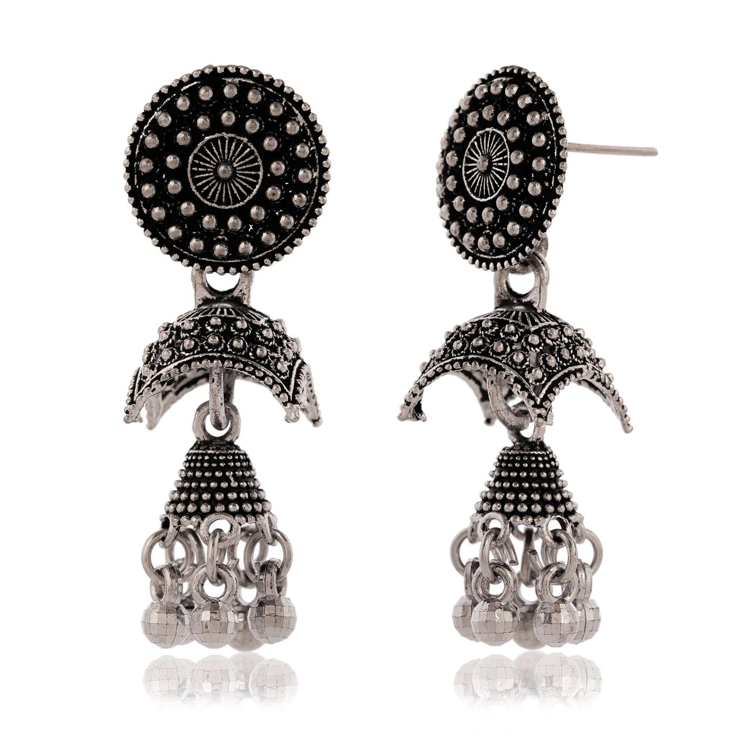Women Traditional Silver AZ838-OXidised Jhumka Set | German Silver Chand Baliyan & Jhumkas Earrings for Women | Birthday & Anniversary Gift -AZ838-OX-ER51