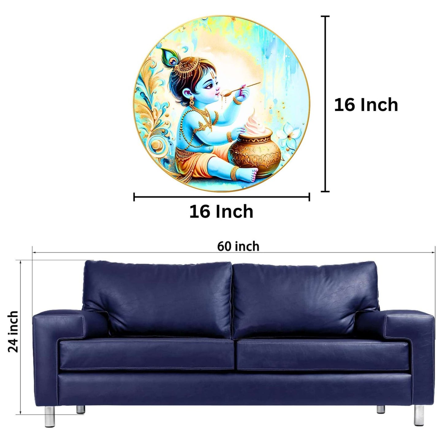 Wall Painting for Wall Decoration with Frame Sparkle Glossy Round Golden Framed Large Painting Office, Living Room, Bedroom, Home Decoration