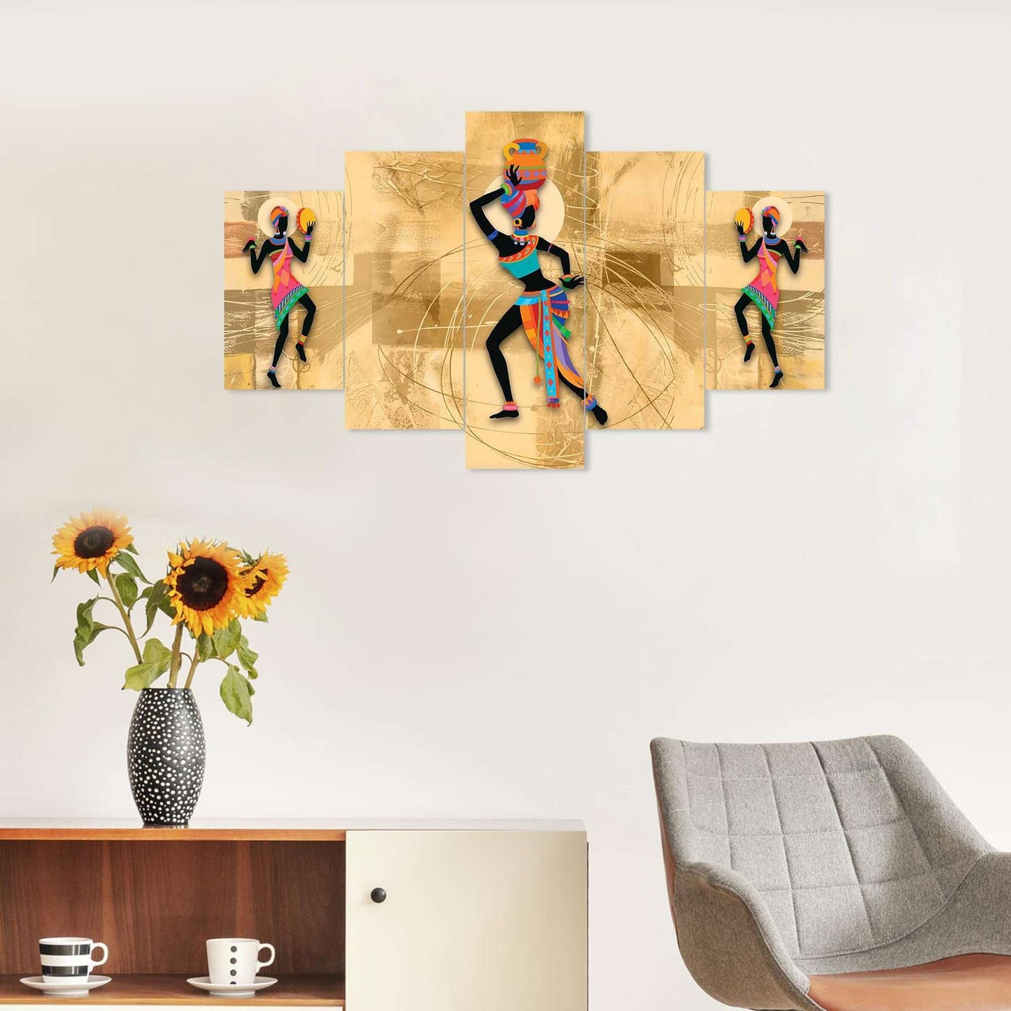 Rajsthani Set of Five 3D Framed Paintings for Wall Decoration – Ideal for Home, Living Room, and Bedroom (75 x 43 CM)