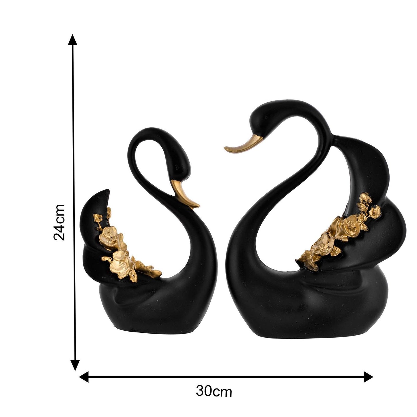 Swan Pair Feather Design Sculpture