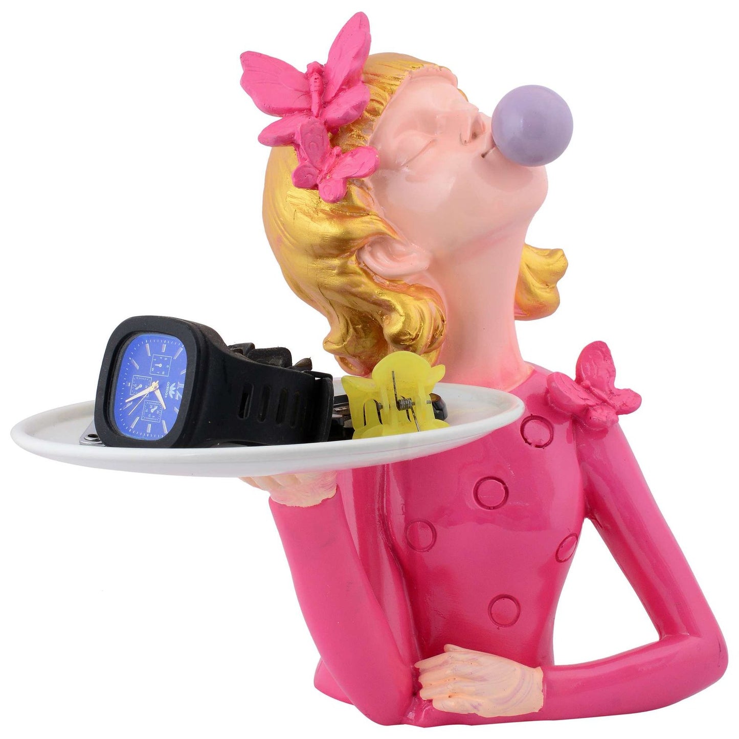 RESIN Bubble Girl Figurines Desktop Cake Fruit Organizer Home Décor pink